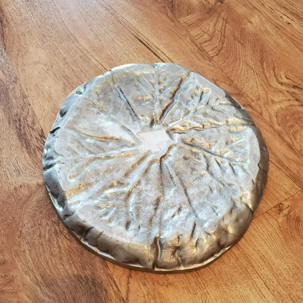 Vintage Pewter Cabbage Platter, Leaf Serving Tray, 13